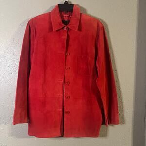 Vtg Pink Leather Clothes by Revue Women's Sm button up Jacket Workwear Office